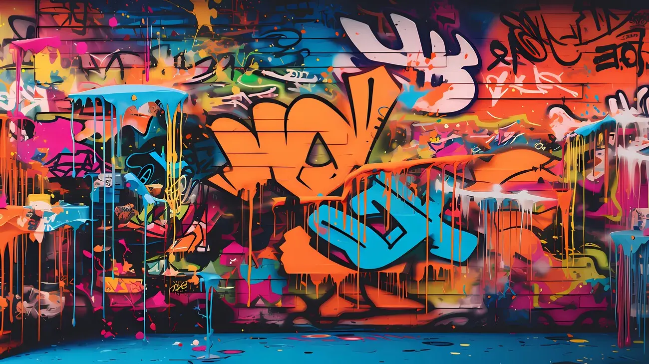 Cetak Seni Dinding | Pemandangan Kota: Wallpaper Grafiti Ukuran Raksasa Seni Perkotaan Penuh Warna | Europoster