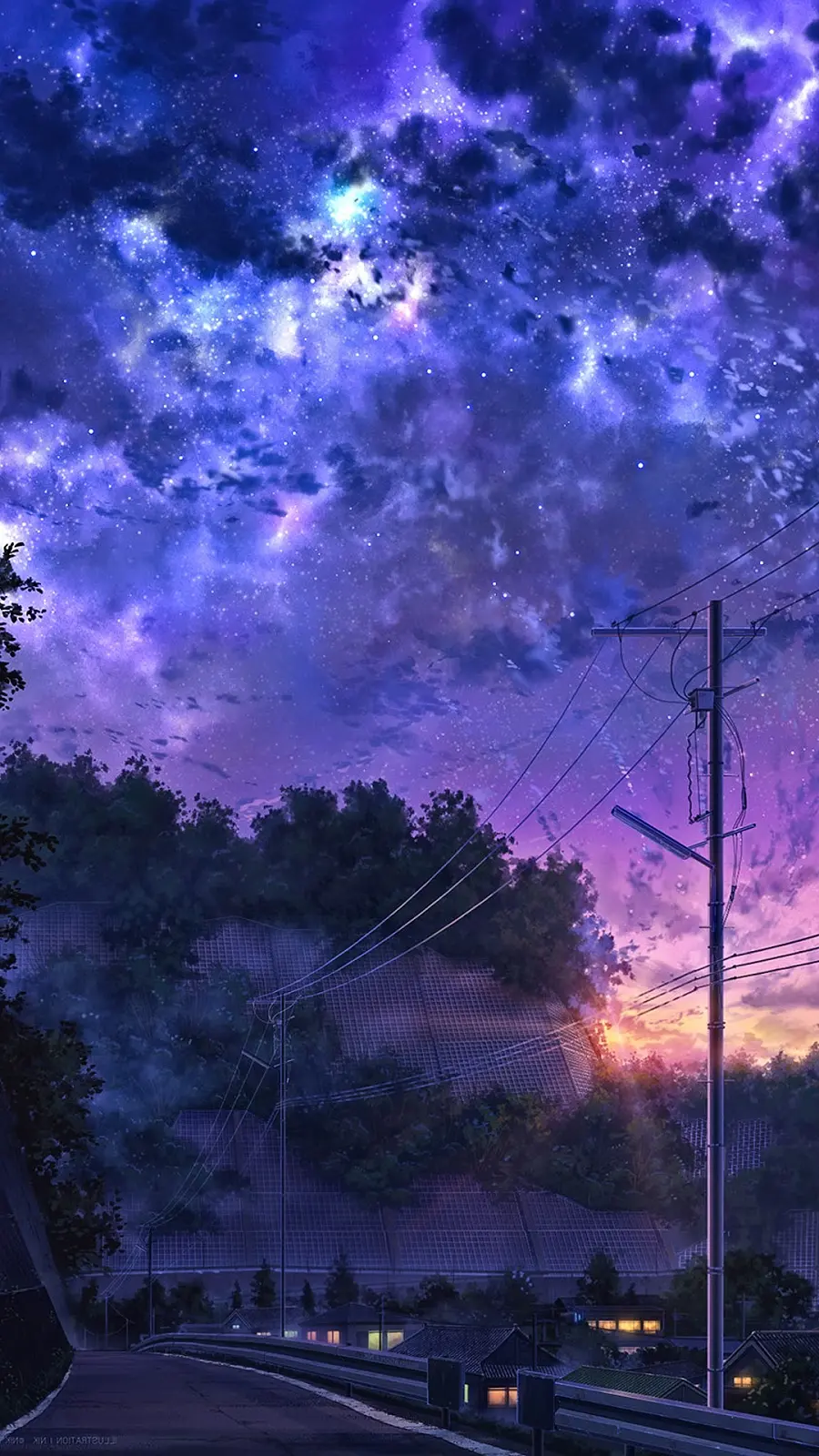 Pemandangan anime dengan langit berwarna-warni | Wallpaper pemandangan anime, Wallpaper pemandangan, Pemandangan anime