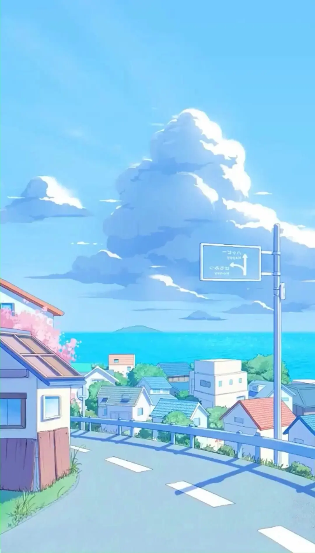 Foto latar belakang lanskap anime yang indah menghadirkan dunia mimpi
