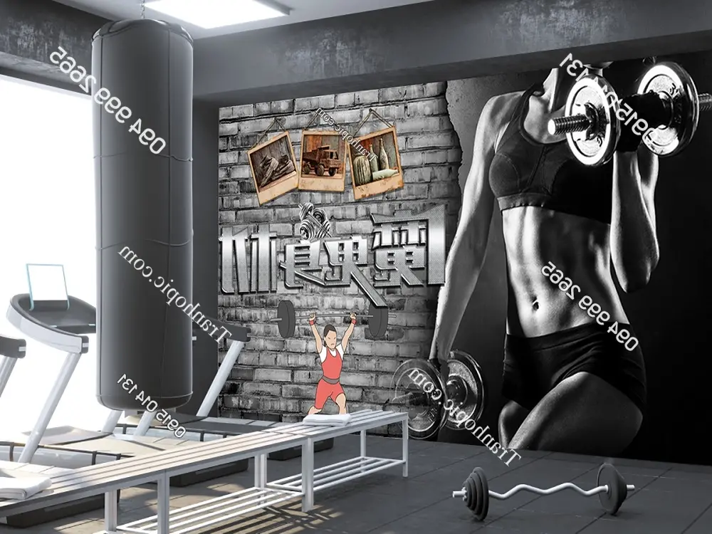 Lukisan Fitness Slimming dengan latar belakang ubin hitam untuk dinding gym PK2185091
