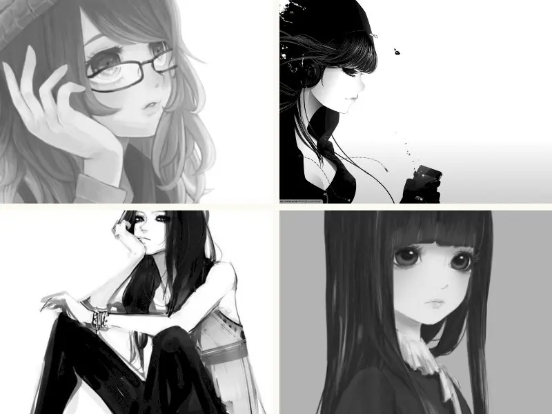 101 foto gadis anime dingin hitam putih cantik kualitas tinggi download gratis