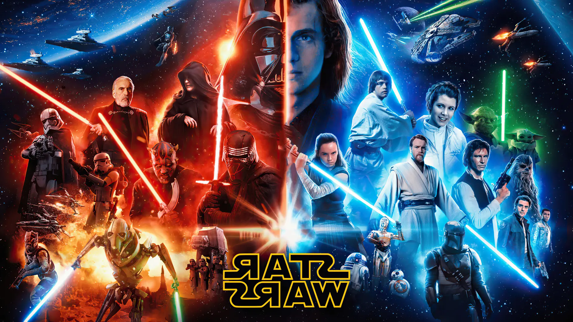 Saya menemukan poster Star Wars yang sangat keren ini secara online dan menjadikannya sebagai wallpaper desktop saya. Aku menyukainya! : r/StarWars