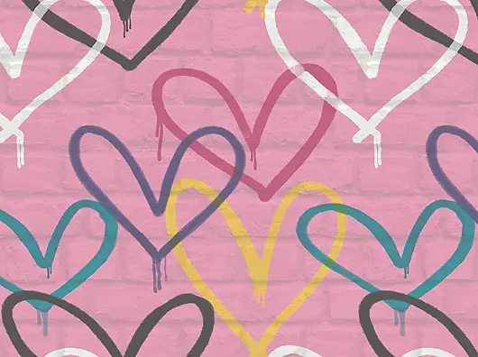 Wallpaper Hati Merah Muda/Multi Grafiti – Wallpaper John