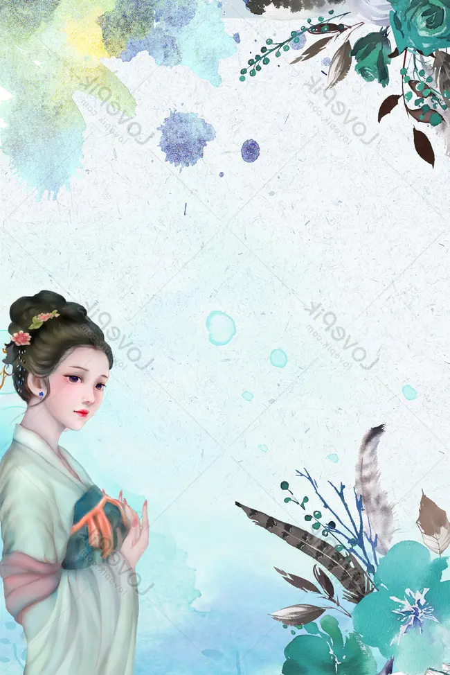 Wallpaper Cina Poster Lukisan Tangan Kecantikan Gaya Kuno, Latar Belakang HD dan Bendera Indah keindahan kuno, daun, sastra untuk Unduh Gratis -