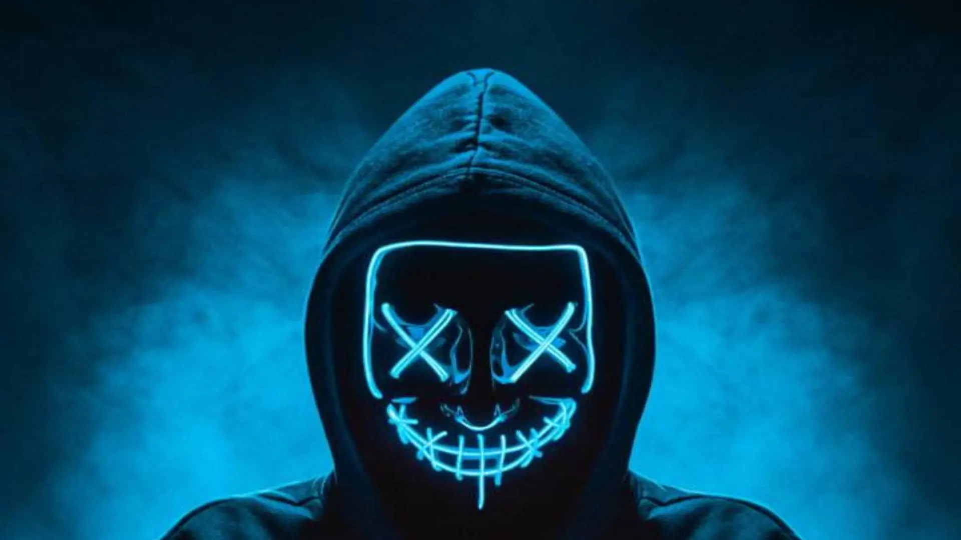 Unduh Wallpaper Neon Mask Dan Hoodie Hacker 4k | Wallpaper.com